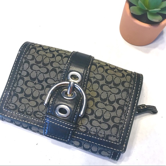 Authentic Black Coach Monogram Wallet - Picture 1 of 6
